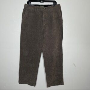 EDDIE BAUER MINI PLAID BROWN 100% COTTON STRAIGHT FIT PANTS SZ 35
